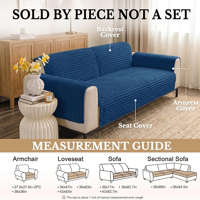Smiry Waterproof Couch Cover for Dogs, Washable Non Slip Plush Protector | Waterproof Protection, Plush Flannel, Non Slip Backing, Pet Hair & Scratch Protection, Soft Cover (36" x 88") - Image 6