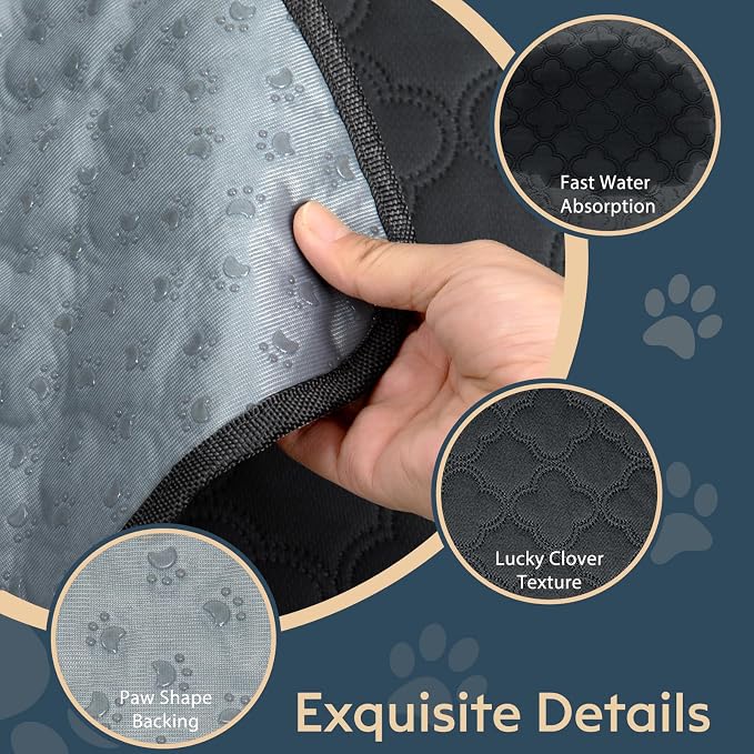 FunFurry Washable Pee Pads for Dogs - 1 Pack Reusable Pee Pads，Waterproof Puppy Pads，Pet Training Pads，Super Absorbent with Dog Paw Shape Non-Slip Backing (Dark Grey, 48" X 65" - 1 Pack) - Image 5