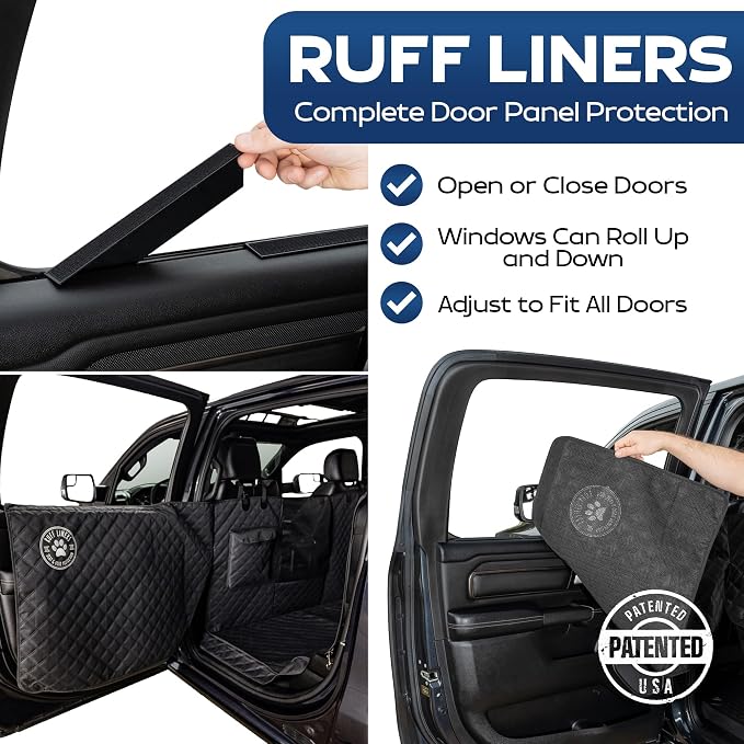 Ruff Liners XL Floor Cover with Door Protection, Black – As Seen on Shark Tank – Fits Full Size Crew Cab Trucks with Fold Up Seats, Waterproof & Machine Washable – Sturdy XL Dog Hammock for Truck - Image 2