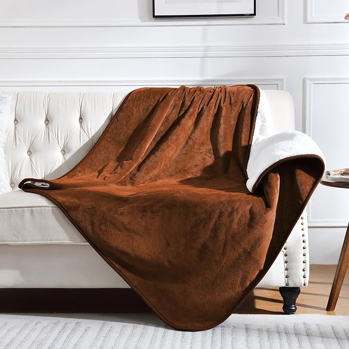 Waterproof Blanket for Bed Couch Sofa, Soft Liquid Pee Proof Pet Blanket for Dog Puppy Cat, Reversible Sherpa Fleece Furniture Protector (Caramel, 50x60 inches) by Yaning