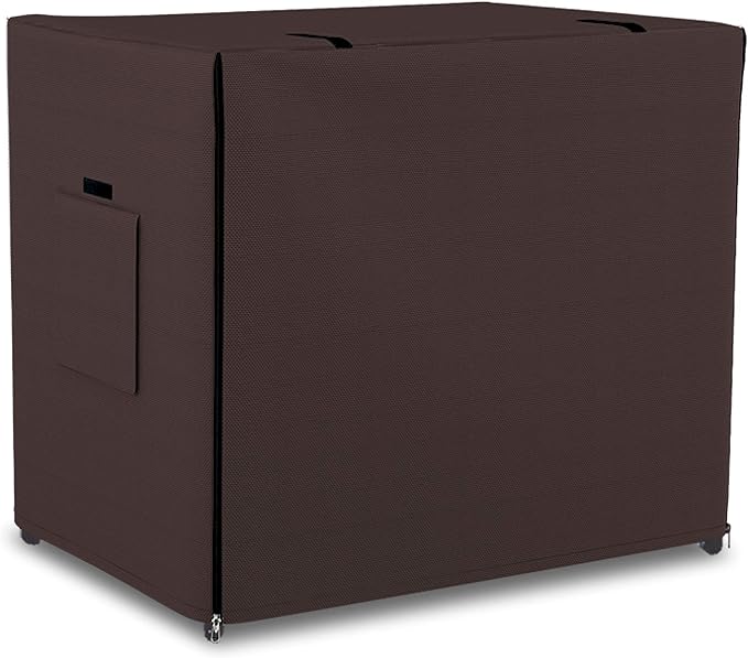 Dog Crate Cover 12 Oz Waterproof - Heavy Duty Privacy Dog Crate Cover with Mesh Pocket & Roll Up Window - Universal Fit Dog Kennel Cover (32" H x 49" W x 31" D, Coffee) by CoversAll