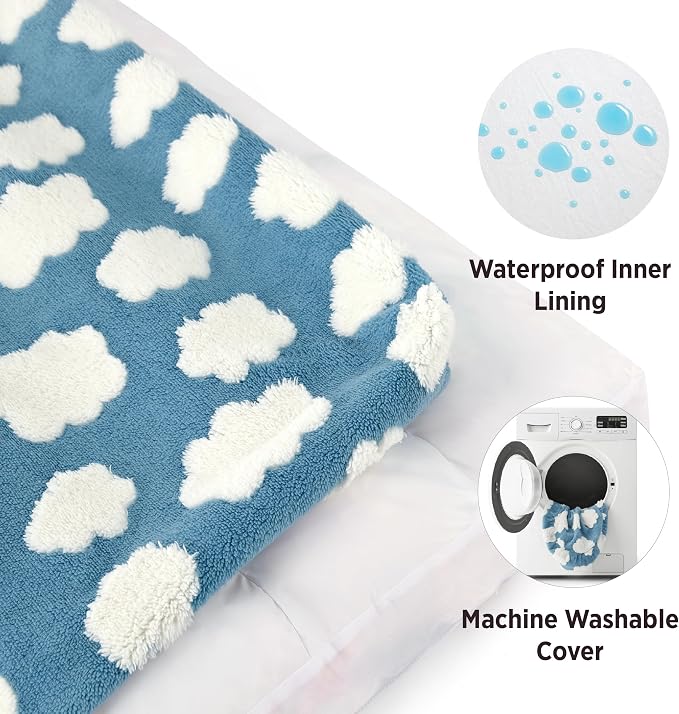 LE SURE Cute Aesthetic XL Dog Bed for Crate,Jacquard Thick Pet Pillow44x32 | Shredded Chopped Foam,Modern Plush Crate Cushion Gift for Extra Large Dog, Waterproof Washable Cover, Anti Slip Bottom, Blue - Image 4