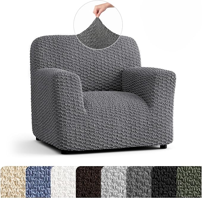 PAULTO BY GA.I.CO. Stretch Sofa Slipcovers – Soft Elastic Fabric Couch Cover for Armchair Loveseat 3-Seater & 4-Seater Sofa Cover – Non-Slip Furniture Protector Washable - Dark Grey (21"-39" Wide) by PAULATOBYGAICO