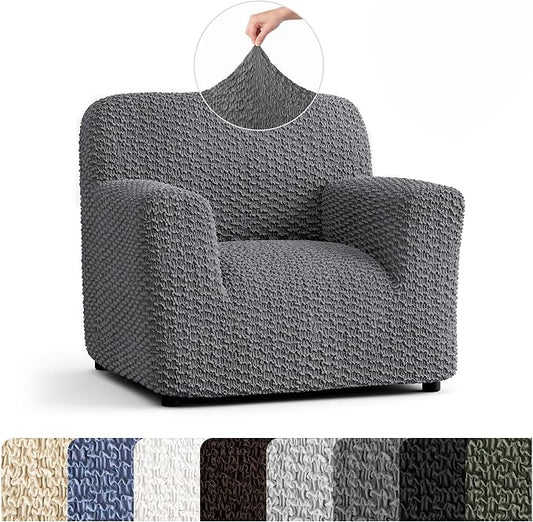 PAULTO BY GA.I.CO. Stretch Sofa Slipcovers – Soft Elastic Fabric Couch Cover for Armchair Loveseat 3-Seater & 4-Seater Sofa Cover – Non-Slip Furniture Protector Washable - Dark Grey (21"-39" Wide) by PAULATOBYGAICO