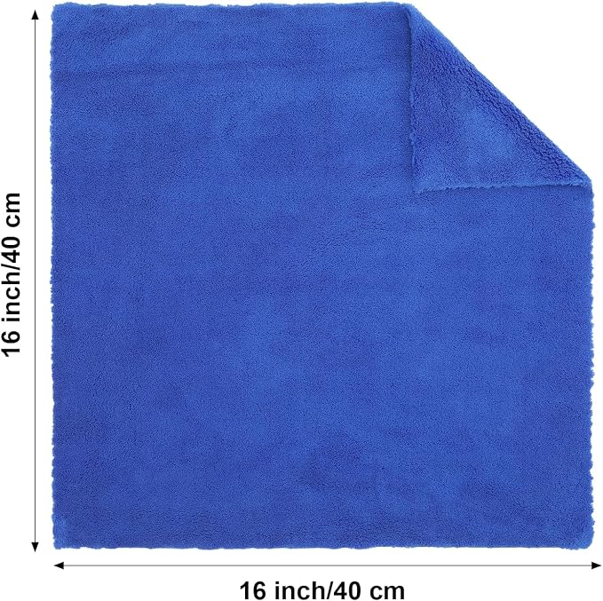 Shimeyao 30 Pcs 16 x 16 Inch Edgeless Microfiber Plush Towels for Cars Detailing Drying Wash Polishing Absorbent Cleaning Cloths, 500 GSM (Blue, Light Blue, Black, Grey, Red) - Image 2
