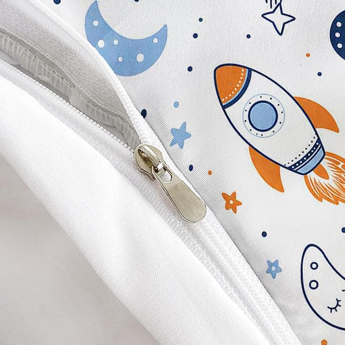 AILONEN Celestial Rocket King Duvet Cover Set 3 Piece, Planet Trail Printed Bedding with 2 Pillowcases, Microfiber Zipper Closure, Main Couple Bedroom - Image 6