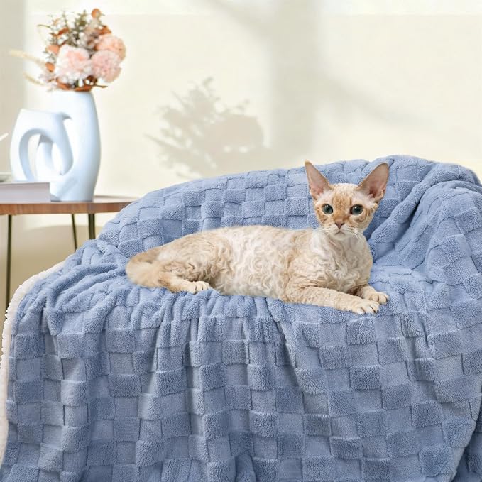 Luciphia Waterproof Dog Blanket, Reversible Fleece & Sherpa, Couch Cover | Soft plush fluffy, washable, puppy, cat, dog bed, crate, car seat, sofa, throw, furniture protector,Blue,X-Large（85" x 57"） - Image 5