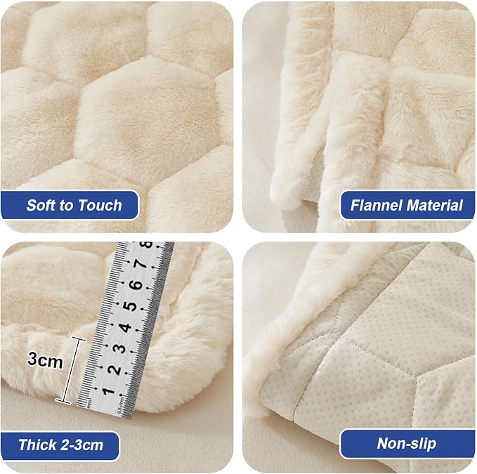 GKXLH New Thick Sofa Cover Washable - Soft Flannel Universal Sofa Covers 2 3 4 Seater, Non-Slip Couch Cover, Couch Seat Covers Sofa Slipcovers Furniture Protector for Living Room (Beige White, 70x150) | Soft Flannel Sofa Covers Washable, Universal Sofa... - Image 6