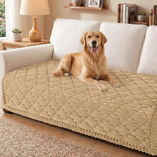 Smiry Couch Cover for Dogs Washable, Non Slip Fuzzy Pet Sofa Protector | Soft Thick Furniture Cover for Sofa, Loveseat and Sectional, Scratch & Pet Hair Resistant (Camel, 43" x 82.7") by Smiry