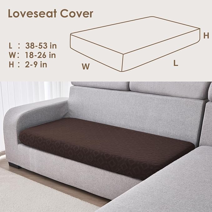 Genina Waterproof Couch Cushion Covers for Pets Washable Sofa Seat Covers | Non Slip,Stretch Jacquard Fabric,Pet Hair & Scratch Protection,Easy Installation,Furniture Protector,Loveseat Cover - Image 2