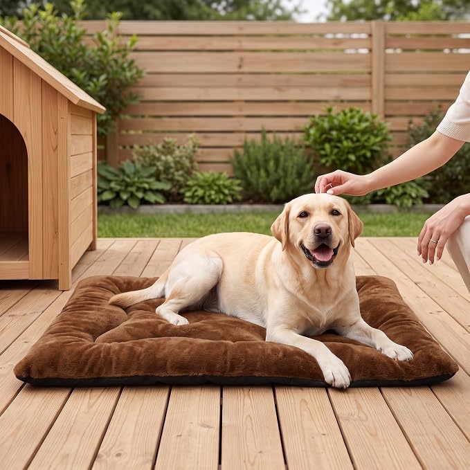 Dog Bed 42" for Metal Crate Pad,Washable Sleeping Mat for Medium/Large Pets | Soft faux rabbit fur, non-slip,machine wash/dry, plush cushioning, for crates, floors & travel, multiple sizes for all breeds - Image 8