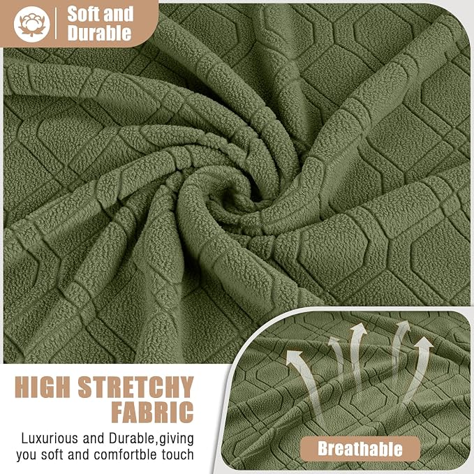 VANSOFY Stretch Recliner Loveseat Cover with Middle Console, Army Green | 4-Pieces, Soft Furniture Protector, Washable Slipcover with Pocket, Pets Sofa Cover, High Stretchy fabric Couch Cover - Image 3