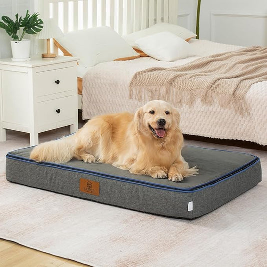 LIORCE Orthopedic Memory Foam XXL Dog Bed - 6" Thick Beds for Extra Large Sized Dog - Waterproof Removable Washable Cover & Wrap-Around Zipper - Ultimate Comfort & Easy Maintenance, Dary Grey by LIORCE