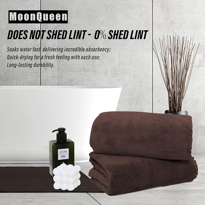 MOONQUEEN 6 Pack Premium Bath Towel Set - Quick Drying - Microfiber Coral Velvet Highly Absorbent Towels - Multipurpose Use as Bath Fitness, Bathroom, Shower, Sports, Yoga Towel (Wood Brown) - Image 3
