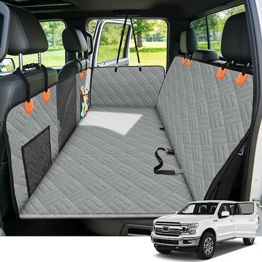 Dog Seat Cover 400LBS Hard Bottom Back Seat Extender for Large Dogs | Waterproof Polyester, Anti-Slip Surface, 3 Removable Hard Plates, Side Storage Pockets, 4-Mode Convertible, Trucks, SUVs by Unknown