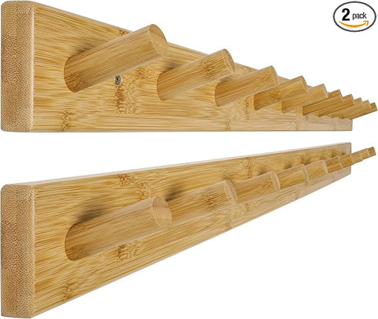 WEBI Coat Rack Wall Mounted, 10 Hooks, 38" Long Coat Hanger Wall Mount, Peg Rail Hat Hooks for Hanging Caps, Jackets, Clothes, Natural, 2 Packs by WEBI