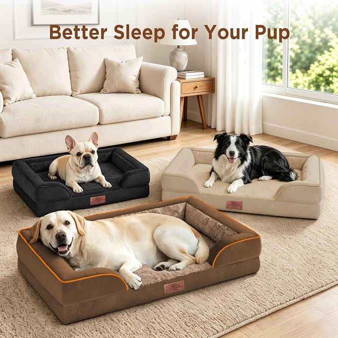 Comfort Expression Orthopedic Dog Bed for Extra Large Dogs with Bolster | Waterproof Dog Couch Bed with Washable Cover & Non-Slip Bottom, Supportive Egg Crate Foam XL Pet Bed, 48x30 Inch - Image 7