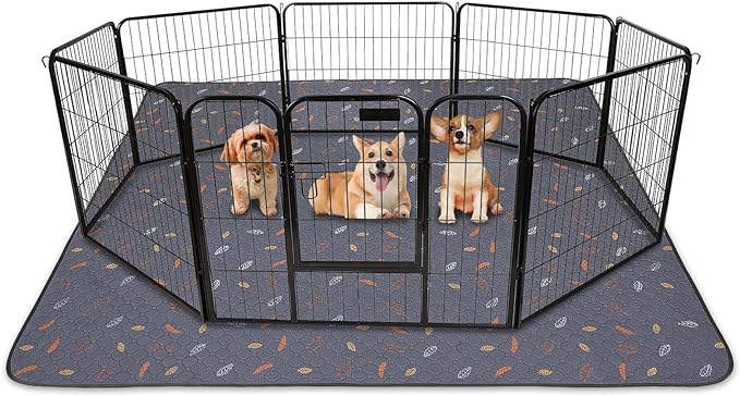 Sunheir Washable Pee Pads for Dogs 72"x72", Extra Large Reusable Puppy Pads Pet Training Pads for Dog Playpen, Waterproof Pee Pads for Puppy Playpen, Whelping Pad, Dog Playpen Indoor - Deep Grey by SUNHEIR