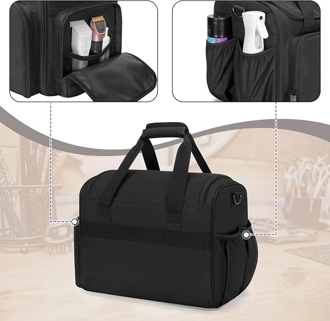 BAFASO Large Insulated Hairdresser Bag with 2 Removable Pouches, Black | with a Semi Detachable Divider, Hairstylist Traveling Bag Holds Various Hair Cutting Tools. - Image 5