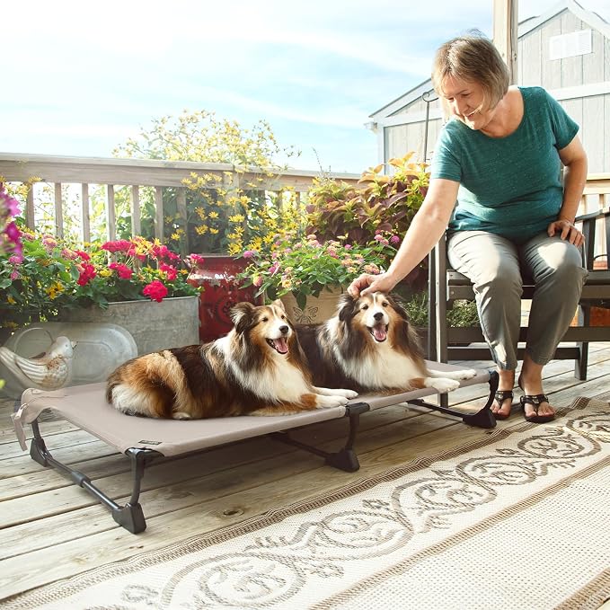 CANINE CANYON Upgraded Non-Slip Daisy Cot, XL Foldable Elevated Dog Bed, Portable Raised Outdoor Folding Dog Cot for Camping/Home, Chew Proof Waterproof Heavy Duty Up to 160 Lbs, Brown, 49"x 33" - Image 8