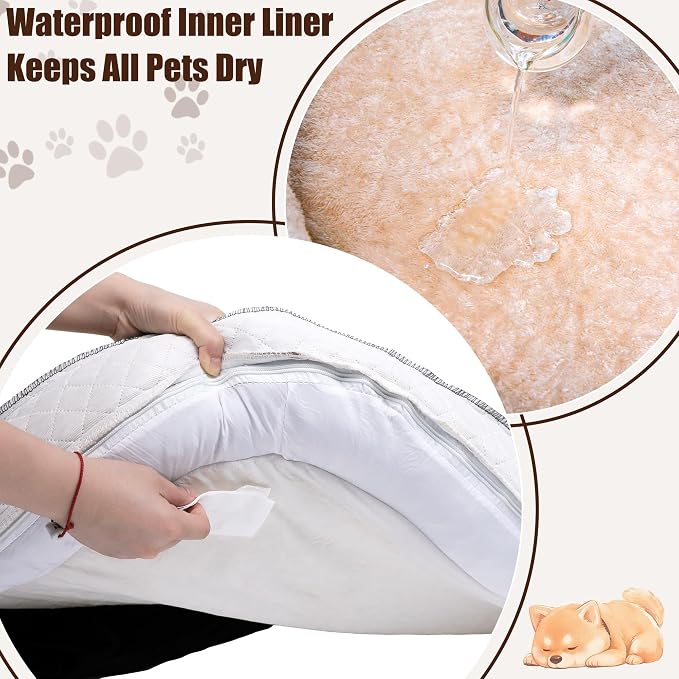 Large Dog Bed Washable with Reusable Potty Pad - Brown Orthopedic Dog Beds Large Sized Dog with Memory and Egg Crate Foam Waterproof Pet Bed Includes - Large - Image 5