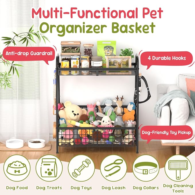 Kaiferty Indestructible Large Dog Toy basket, Toy Box for Dogs,Pet Toys Bin Dog Metal Wire Basket for Toys, Food Storage, Storage Organizer Chest Storage, Toy Box for Living Room Area (Black) - Image 7