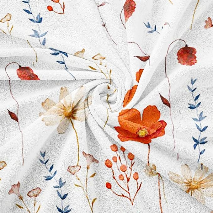 Erosebridal Watercolor Floral Sofa Cover Retro Orange Navy Flower Couch Cover Modern Minimalist White Sofa Protector 71" X 134" Rustic Farmhouse Washable Non Slip Couch Protector for Pet Cats Kids - Image 7