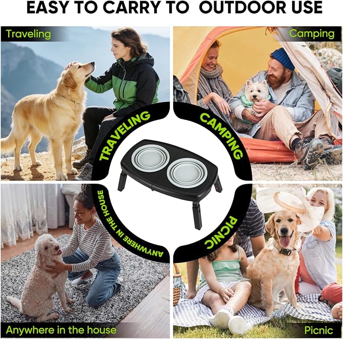 Elevated Dog Bowls Stand, 3 Height Adjustable Raised Dog Bowl with Collapsible Silicone Bowls, Non-Slip Stand for Small, Medium, Large Dogs & Pets - Image 6