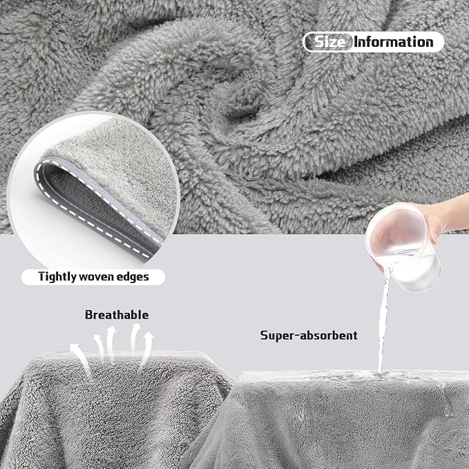 Mixweer 24 Piece Light Grey Microfiber Absorbent Towel Set: 2 Oversized Bath Sheets, 4 Bath Towels, 6 Hand, 8 Washcloths, 4 Fingertip for Bathroom Spa Gym Camping Beach - Image 4
