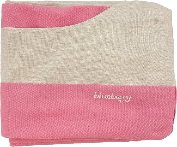 Blueberry Pet Fully Removable Washable Dog Bed Cover Only, Heavy Duty Replacement Cover w/Durable YKK Zippers, for Cats & Dogs Bed 34" x 24" x 12", Baby Pink & Beige Color-Block by BlueberryPet