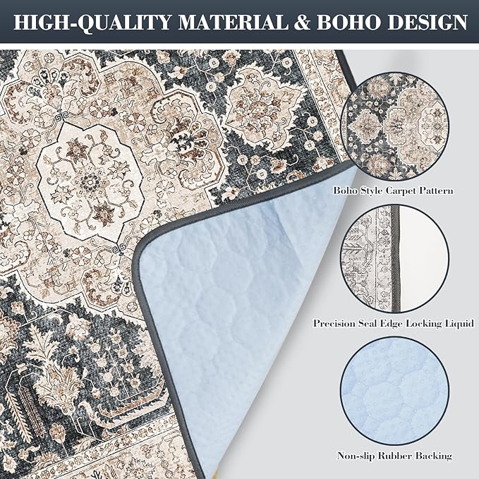 Non-Slip Dog Washable Pee Pads Extra Large 72" x 72", Boho Reusable Pet Training Pad for Playpen, Waterproof Doggie Rug Washable for Puppy Crates, Whelping Pad, Dog Rug Indoor - Image 3