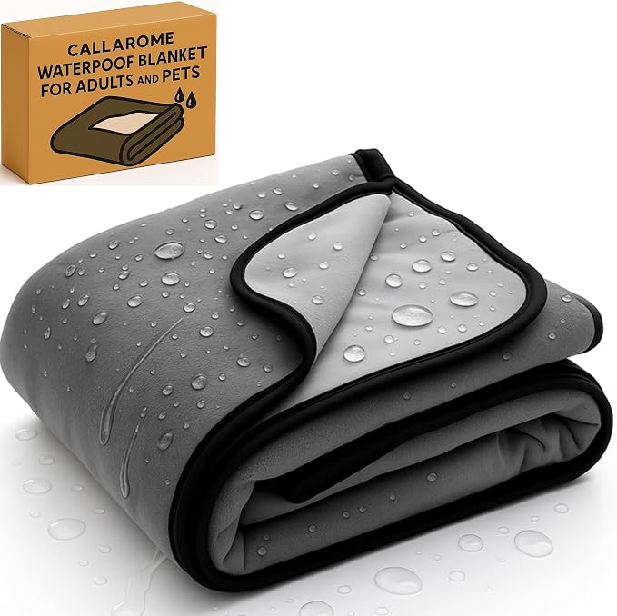 Callarome Waterproof Blanket for Bed & Couch Protection, Grey, 50"x60" | High-Density Heavy-Duty Material – Ultra-Soft & Durable Soft Fleece, Leakproof, Reversible, Silent No-Crinkle Design by Callarome