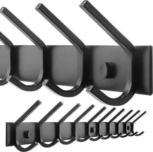 WEBI Coat Rack Wall Mounted,10 Hooks for Hanging Coats,30 Inch Hook Rack Hook Rail Coat Hanger Wall Mount for Backpack,Clothes,Jacket,Black by WEBI