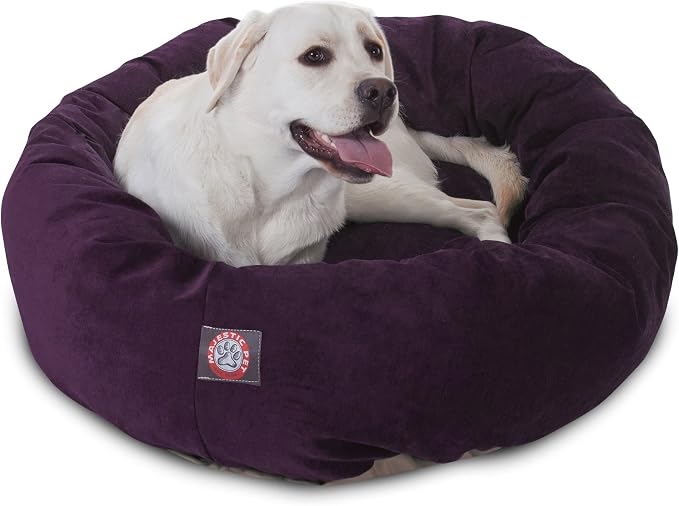 Majestic Pet Villa 40 Inch Shredded Memory Foam Dog Bed for Large Sized Dog 40x29x9 Inch–Orthopedic Pet Bed with Removable Washable Cover-Washable Large Puppy Mat with Head Support-Aubergine by MajesticPet