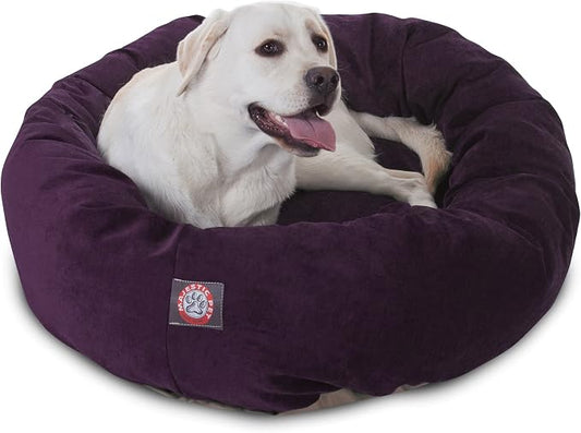 Majestic Pet Villa 40 Inch Shredded Memory Foam Dog Bed for Large Sized Dog 40x29x9 Inch–Orthopedic Pet Bed with Removable Washable Cover-Washable Large Puppy Mat with Head Support-Aubergine by MajesticPet
