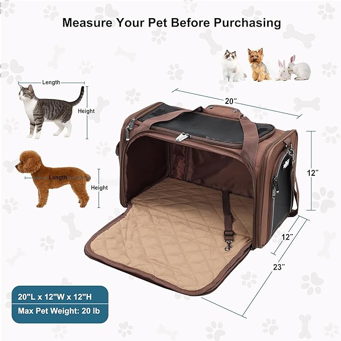 EliteField Deluxe Soft-Sided Pet Carrier (3 Year Warranty, Airline Approved), Travel Bag for Dogs, Cats & Small Pets, with Expandable Mat