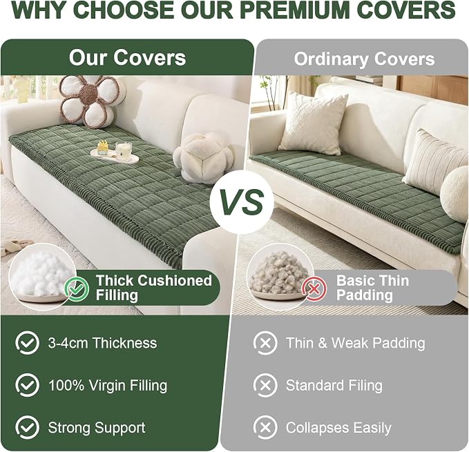 OstepDecor Couch Cover for Dogs, Washable Non Slip Sofa Cover for Pets, Soft Couch Covers for Sofa, Loveseat and Sectional, Furniture Protector Against Pet Hair & Scratches (27.6" x 27.6", Moss Green) - Image 7