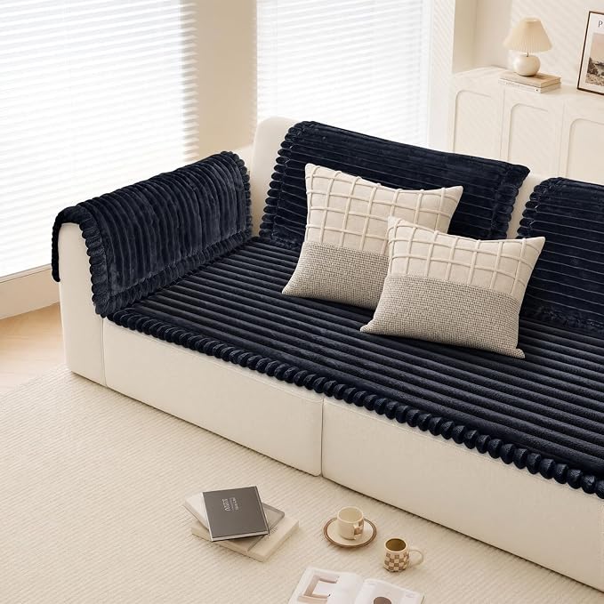 NAISI Pet Couch Covers for Sofa with Thick Filling and Non-Slip Bottom Sectional Sofa Covers Washable Friendly for Pets(2pcs/27.5"x59"+27.5"x70.8",Dark Navy) - Image 6