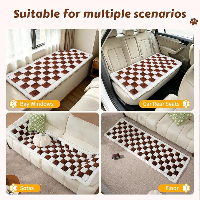 Pet Couch Cover for Dogs & Cats, Soft Flannel Non-Slip Couch Sofa Cover Protector, Dog Bed Sleeping Mat, Washable Reversible Anti-Slip Dog Bed for Small Medium Large Pets(27.6X82.67,Brown) - Image 5