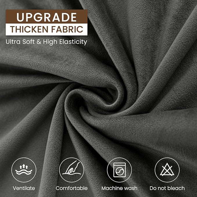 XINEAGE 2-Piece Velvet Armchair Sofa Cover, Couch Covers for Dog,Gray | 1 Cushion Chair,Stretch Non-slip Elastic, Pet-friendly, Washable, Fast Setup, Soft Plush Fabric, Furniture Protector. - Image 5