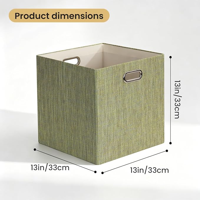 Posprica Foldable Storage Bins, 13×13×13, Yellow/Brown Mixed, Set of 4 | Cubes Basket Containers, For Shelf Cabinet Bookcase, Thick - Image 3