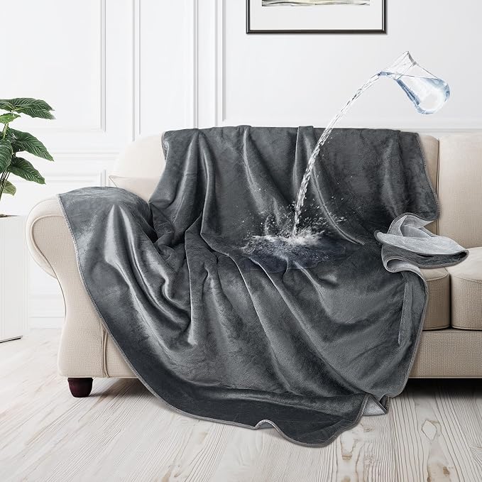 LOOBANI Waterproof Dog Blanket for Couch, Soft Couch Cover 50" x 60", Grey | Pet Blanket for Medium Large Dogs, Double Side Liquid-Proof, Reversible Flannel, Ideal for Sofa, Travel, Pet Hair Resistant by LOOBANI