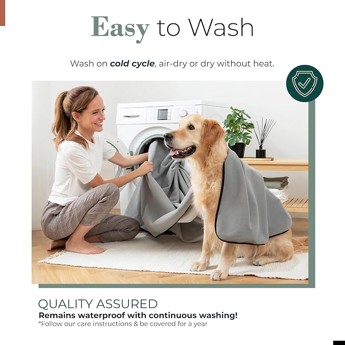 Waterproof Blanket for Bed or Couch – Soft and Leakproof Waterproof Throw Blanket, Water Proof & Stain Resistant Easy to Clean Throw Blanket Cover for Adults or Pets, Reversible Grey 60"x80" | High-Density Heavy-Duty Material - Ultra-Soft & Durable Sof... - Image 5