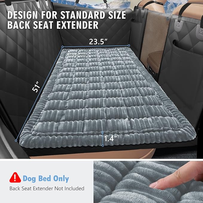 Dog Bed for Car Back Seat, Non-Slip Backseat Pet Mat Standard, 51''X23.5'' | Soft Blanket for Travel, Plaid Flannel, Quilted PP Cotton Filling, Non-Slip Backing, Machine Washable, Fit Backseat Extenders - Image 8