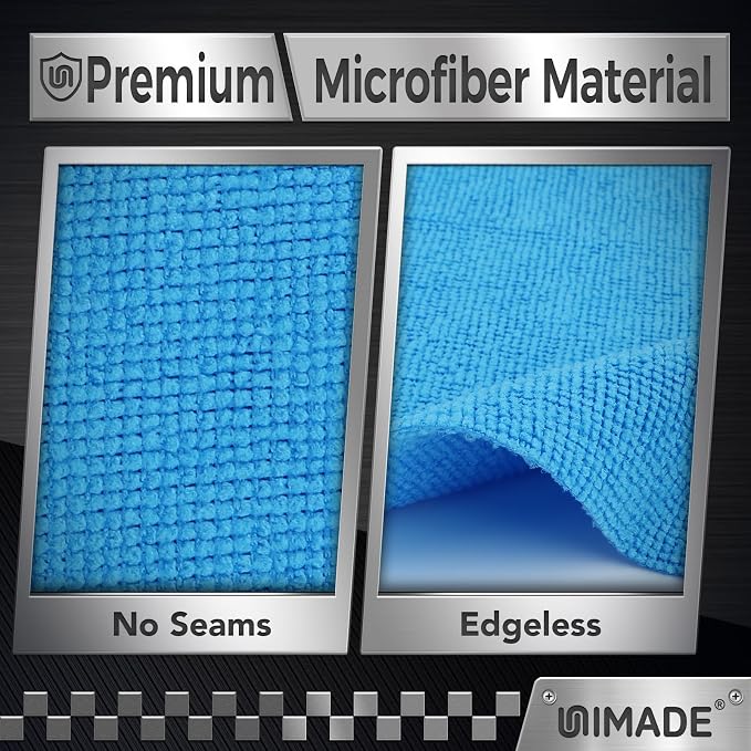 UNIMADE Microfiber Cleaning Cloth, 24 Pack Reusable Microfiber Towels | for Cars Lint Free Cleaning Shop Towel Rags for Home Kitchen Automotive Bar Mechanic Restaurant Garage, 11"x 12", Blue - Image 2