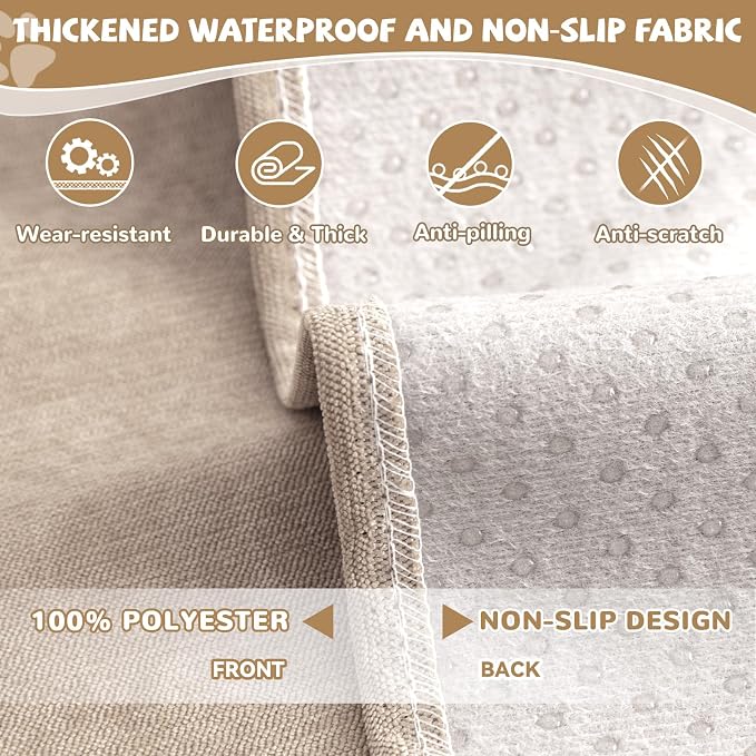 Waterproof Non-Slip Couch Cover for Pets & Dogs, Khaki 71" x 150" | Pet Sofa Cover, Washable, Pet Friendly, Anti Cat Scratch, Furniture Protector, for 3 Cushion Couch Sectional L Shaped Sofa - Image 4