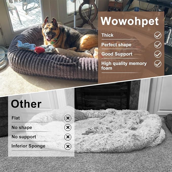 Human Dog Bed for Adult,Large Dog Bed 70"x38"x10" | Orthopedic Washable XL Dog Bed with Memory Foam (Lightgrey) - Image 2