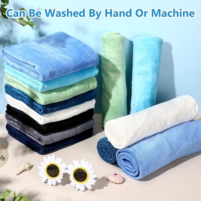 SmoothNovelty 16 Pack Microfiber Bath Towels Bulk 27'' x 60'' Oversized Beach Towel Highly Absorbent Extra Large Soft Drying for Shower Pool Salon Sauna Bathroom Gym Party (Simple,Multicolor) - Image 4