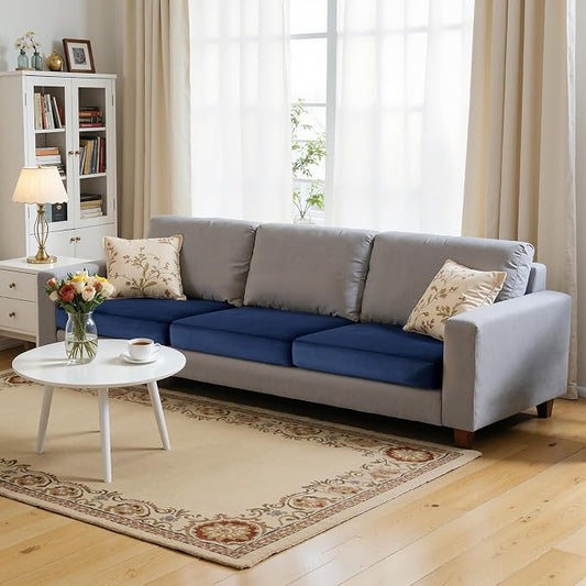 Hokway Velvet Couch Cushion Covers Water Resistant Seat Covers Stretch Sofa Cushion Protector(3 Cushion XL-Sofa, Navy) by Hokway