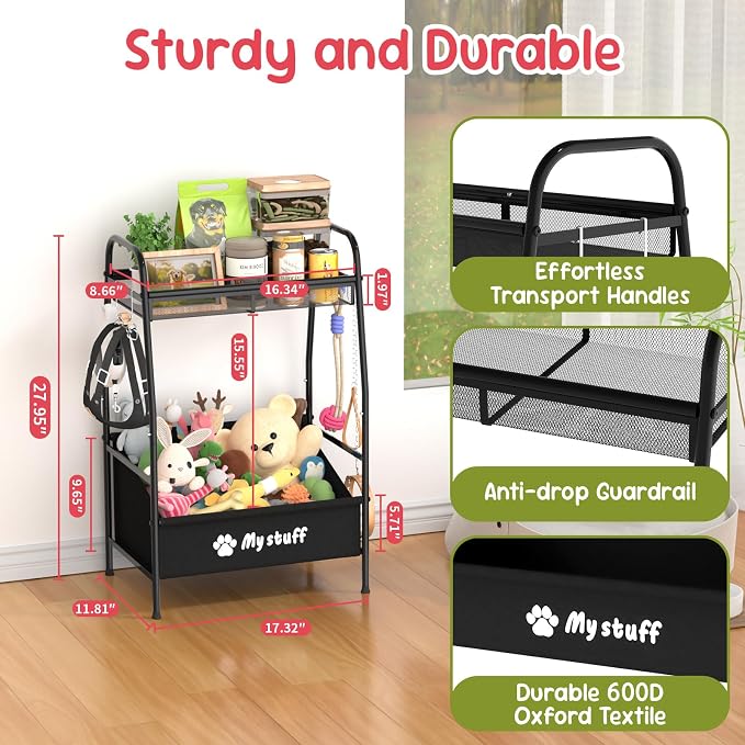 Kaiferty Medium Dog Toy basket, Toy Box for Dogs, Pet Toys Bin Dog Metal Wire Basket for Toys, Food Storage, Storage Organizer Chest Storage, Toy Box for Living Room Area (Black) - Image 8